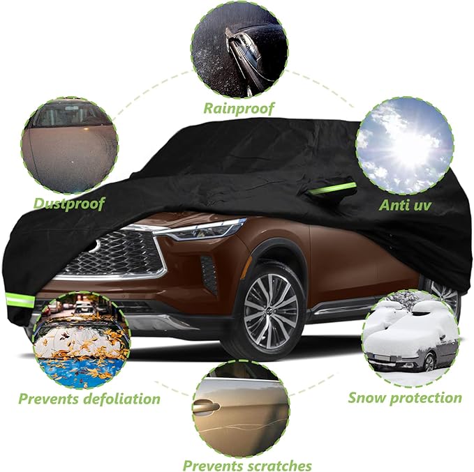 YIXIN Waterproof Car Cover for 2014-2026 Infiniti QX80 Car Cover Custom Fit 100% Waterproof Windproof Strap & Single Door Zipper Bands for Snow Rain Dust Hail Protection