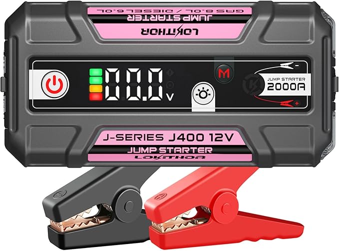 LOKITHOR J400 Jump Starter with ConnectMax Tech, 2000A 12V Battery Jumper Starter Portable, Lithium Jump Box and Jump Pack for Up to 8.0-Liter Gas and 6.0-Liter Diesel Engines, Smart Digital Screen