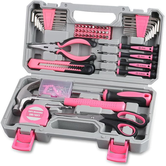 WINNER 150-Piece Pink Color All-Purpose Household Tool Kit in Toolbox Storage Case, Perfect for Women, Ladies and Girls with General Home Repairs, DIY Project, Garage, Office and College Dormitory Use