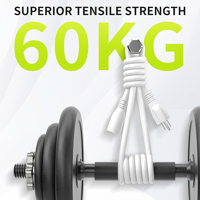 16/3 White Extension Cord 8 FT, Indoor Extension Cord for Laptops, Coffee Makers, Office Home Appliances, 3 Prong Resistant Cable Flexible, 13A 125V 1625W ETL Listed