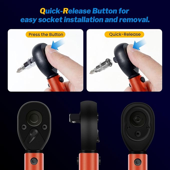 50PCS Bike Torque Wrench Set, 1/4 Inch Torque Wrench(1~25 Nm/8.9~221.3 in-lb), 72-Tooth Gear, Dual-Direction Click Type, 0.1 Nm Micro, Inch Pound Torque Wrench with Bit Sockets, Bike Tool Kit