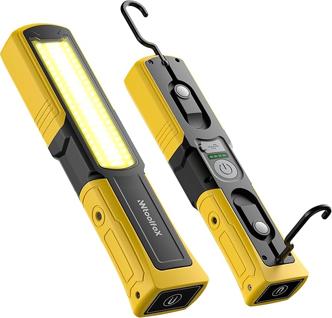 Magnetic Work Light, Under Hood Work Light Bar with Flashlight & 360° Rotatable Hook, 3000LM LED Mechanic Light with Multifunctional Foldable Design, 5 Lighting Modes for Car Repairing & Emergency