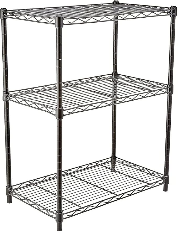 AmazonBasics 4-Shelf Adjustable, Heavy Duty Storage Shelving Unit, Black (36L x 14W x 54H) & 3-Shelf Adjustable, Heavy Duty Storage Shelving Unit, Black (23.3L x 13.4W x 30H)