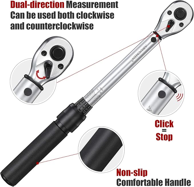 3/8-Inch Drive Click Torque Wrench (10-45 ft.-lb./13.5-61Nm) Dual-Direction Adjustable Torque Wrench Set