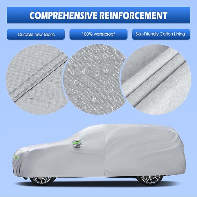 Car Cover Fit for BMW X5 (2007-2026), Migaven Waterproof Full Exterior Cover Sun Rain Protection with Door Zipper and Cotton Lining