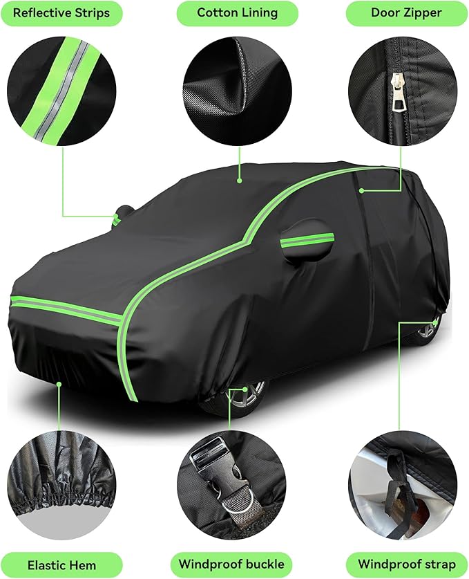 Car Cover for Chevrolet Equinox, SUV Size, 420D Oxford Fabric, Waterproof Windproof Sunproof Car Covers, Durable All Weather Protection, Anti-UV Outdoor Full Car Cover