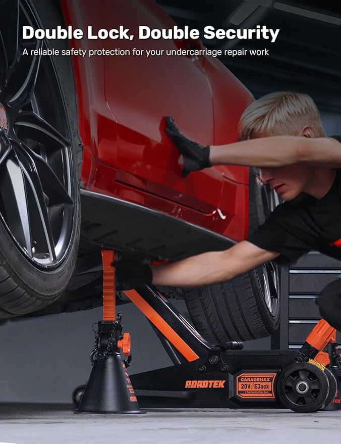 Jack Stands, 3 Ton (6,000 lbs) Heavy Duty Car Jack Stands with Integrated Steel Base and Double Locking, 11-1/4 to 16-9/16 inch Adjustable Height, for SUV, Truck, and Car, 1 Pair