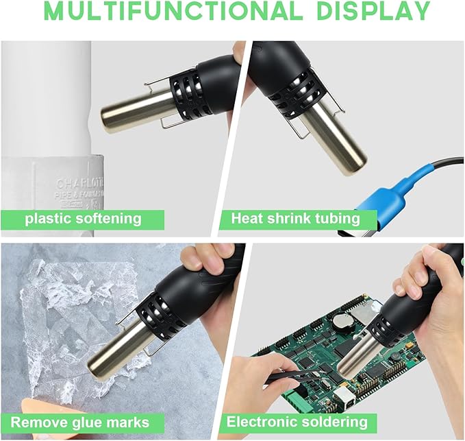 Hot Air Rework Station, Electronics Soldering Heat Gun, 500°C(932°F) Temperature Control, SMD Rework Tool with Air Volume Control