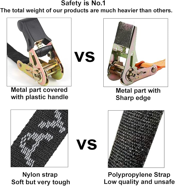 Ayaport Endless Ratchet Strap 1 inch 10 feet 2500LBS Break Strength (no Hook) Small Short Ratcheting Tie Down Motorcycle Car Roof Rack Trailer Cargo Straps