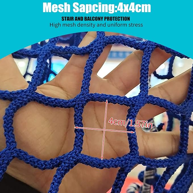 Climbing Cargo Net for Kids Outdoor Balcony Safety Rope Netting - Playground, Stairway Railing Protection for Children, Pets, Toys - Knotless Polyester Sports Netting