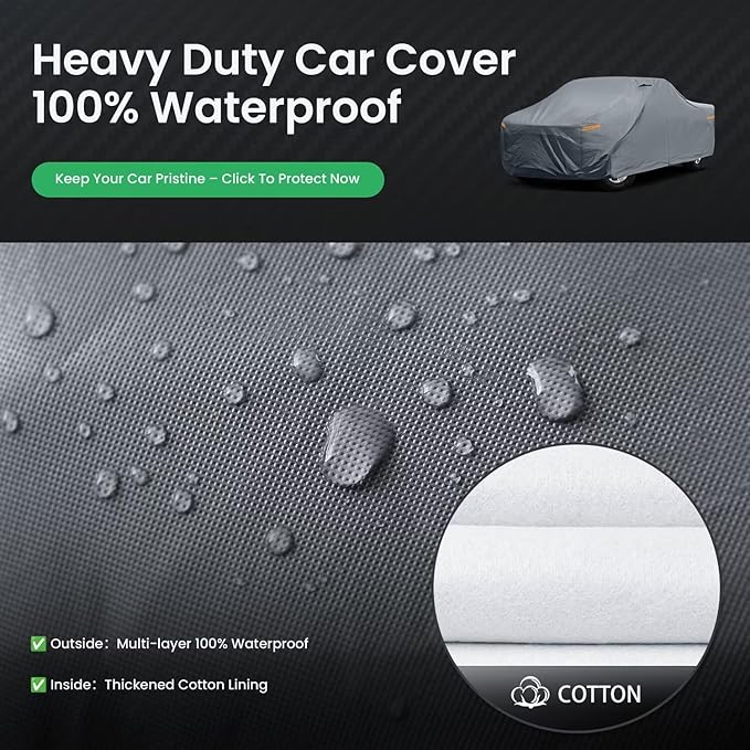 2026 Upgrade Truck Cover Waterproof All Weater - See Vehicle Size Chart - Heavy Duty Outdoor Truck Pickup Cover for RAM 1500 2500 3500, Toyota Tundra, Nissan Titan. Length up to 242 inch.