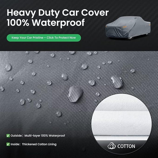 2026 Upgrade Truck Cover Waterproof All Weater, Heavy Duty Outdoor Pickup Truck Cover for Nissan Frontier, Ford F100 Ranger, Chevy C10 S10 etc, Regular Cab Short Box. Length up to 210 inches.