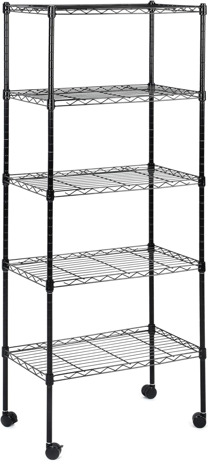 Simple Deluxe 5-Tier Storage Shelves, 21" W x 12" D x 54" H Adjustable Heavy Duty Wire Metal Shelving Unit, Chrome