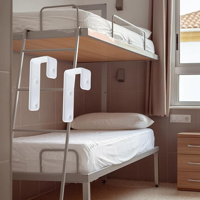 Coshar Heavy Duty Hook Bracket Coated Stainless Steel J Hooks 1-Inch Inner Bunk Bed Ladder Hook Hardware for Bed Decor, Garage Storage, Cable Tool Organization - 4Pcs White