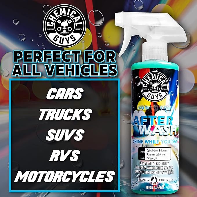 Chemical Guys CWS_101_64A Car Wash, Dry & Shine Bundle - Maxi-Suds II Foaming Car Wash Soap, 64 oz (Half Gallon), Cherry Scent + After Wash Gloss Boosting Drying Aid (16 oz) (2 Items)