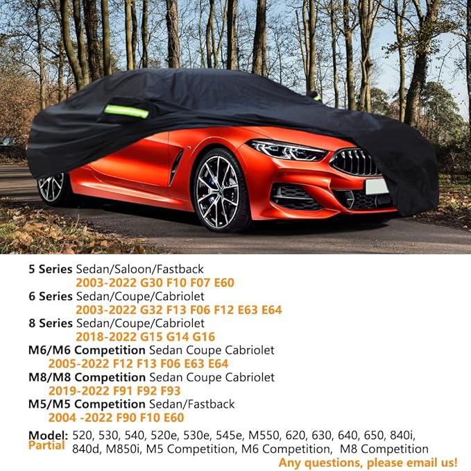 Custom Car Cover Compatible with BMW 5 Series Sedan 2003-2025, M5 Sedan 2004-2025, i5, Waterproof All Weather Outdoor Car Cover for 5 Series 530i 540i 528i 535i M5 i5 Sedan, Rain Snow Sun Cover
