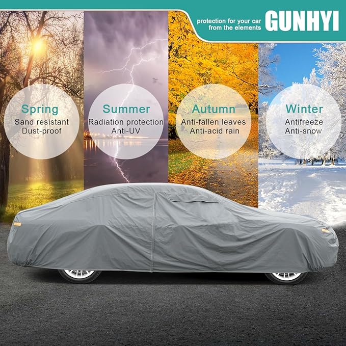 Multi-Layer Large SUV Car Cover Waterproof All Weather Heavy Duty, Universal Fit Cadillac Escalade ESV, Chevrolet Chevy Suburban, Ford Expedition Max, GMC Suburban, Lincoln Navigator LWB etc.