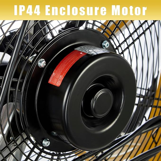HiCFM 6300 CFM 20 inch Heavy Duty Shroud Fan with IP44 Enclosed Powerful 1/4 Motor, High Velocity Air Circulator for Workshop, Garage, Commercial or Industrial rooms - UL Safety Listed