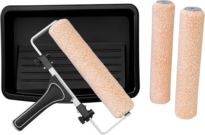 ROLLINGDOG 9-12 Inch Paint Roller Kit - Adjustable Paint Roller Frame, 3 PCS Microfiber Roller Covers,Plastic Paint Tray for Home Painting & DIY Projects(Pack of 5)