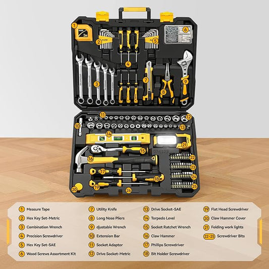 GRENPRO 219PCS Tool Set Tool Kit For Home, Car Motorcycle Automotive Basic Dorm Starter Household Hand Tool Kits, Mechanics Tools Set For Women, Portable Plastic Tool Boxes Organizers And Storage Case