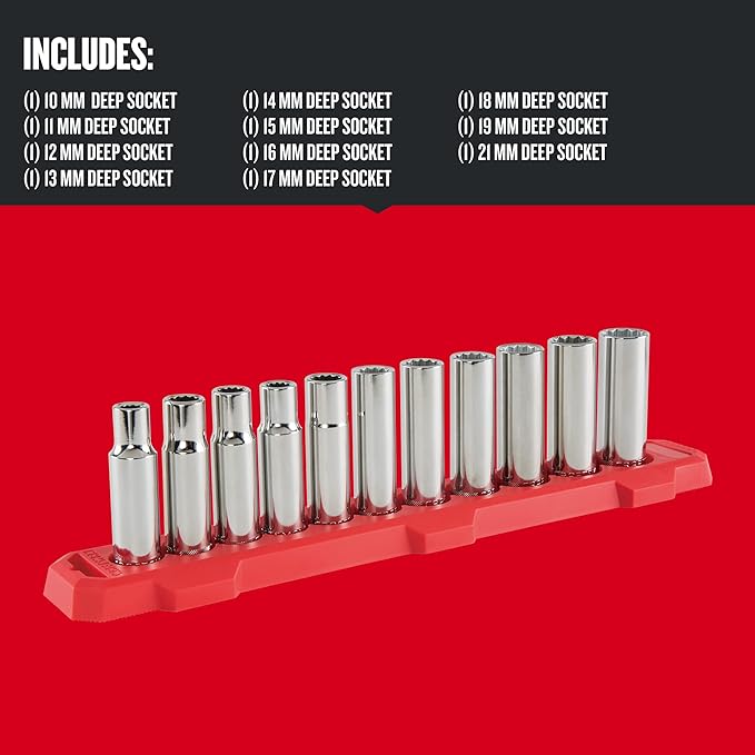 CRAFTSMAN Deep Socket Set, 1/2-Inch Drive, Metric, 11-Piece (CMMT12049)