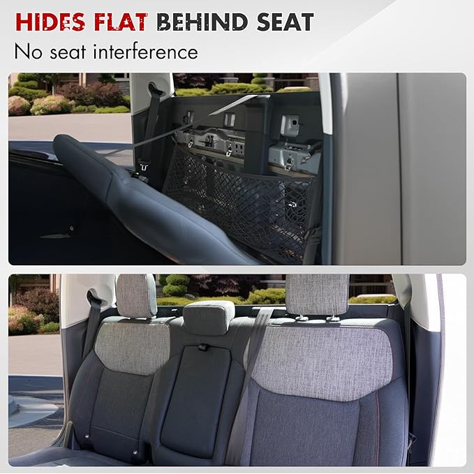 Mabett Rear Seat Back Storage Net for Ford Maverick 2022-2025, Elastic Anti-Shift Cargo Control Organizer Accessories Behind Folded Seats