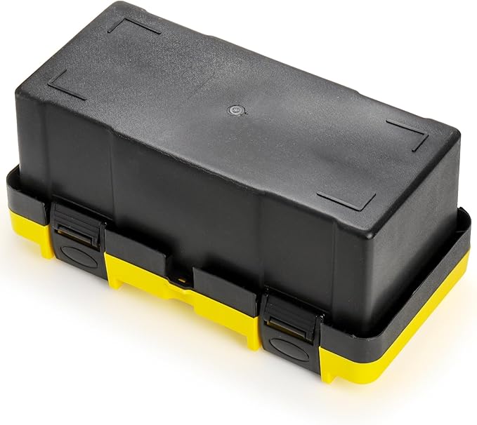 Cididu 16 Inch Plastic Tool Box with Handle, Portable Toolbox with Removable Tray and Lockable Design, Heavy Duty Toolbox Organizer with Small Parts Box for Household Workshops Garages, Black Yellow