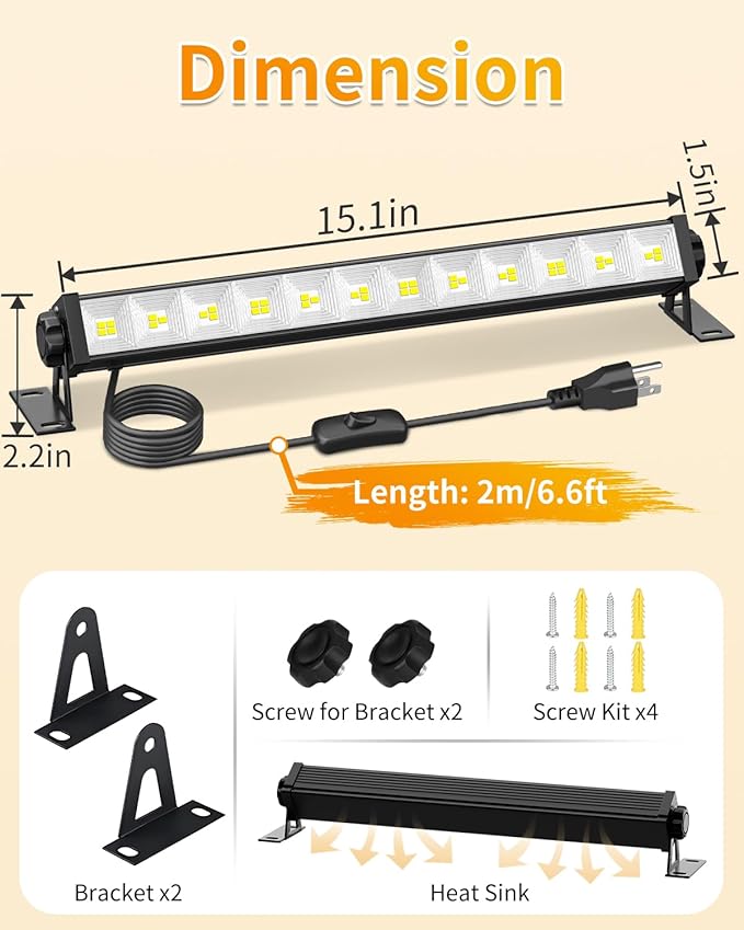 40W LED Shop Lights with 6.6FT Cord, Swtich, 5400LM Plug in Garage Light, 6000K Daylight Work Lights for Garage, Workshop, Warehouse, Indoor (2 Pack)
