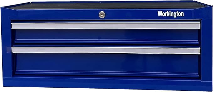 Workington Industrial 2 Drawers Portable Metal Intermediate Box, 26" Middle Tool Chest Cabinet with Ball Bearing Drawer Slides, Steel Tool Storage Box Organizer 4008 Blue