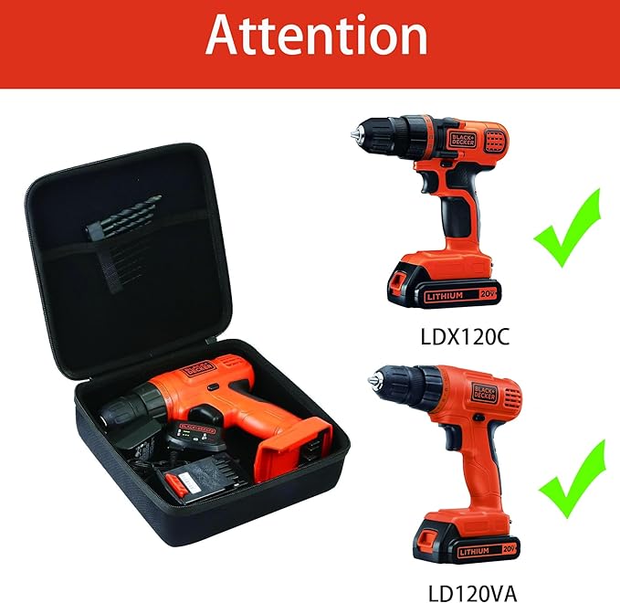 Khanka Hard Storage Case Replacement for BLACK+DECKER LDX120C/LD120VA Cordless Drill/Driver(Only Case）
