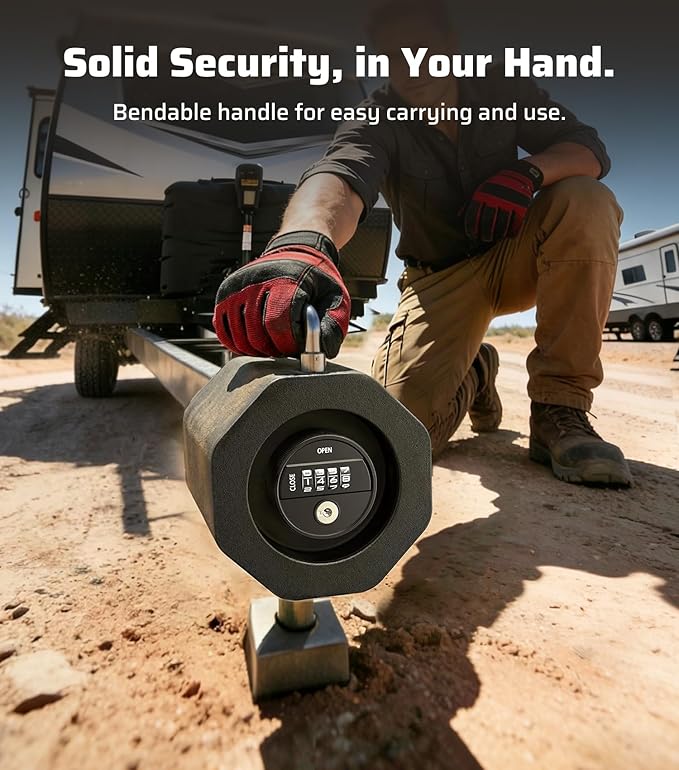 Ehaho 2 5/16" Anti-Theft Trailer Lock, Level 9 Security Combination Trailer Hitch Locks with Handle, Heavy Duty Coupler Lock for RV, Boat, Trailer
