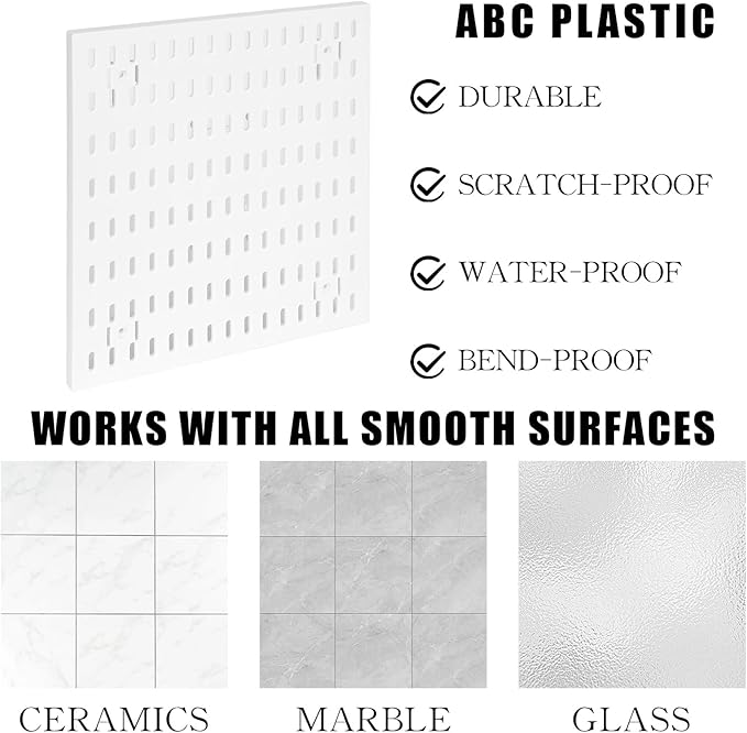Dualshine Premium Pegboard Combination Kit, White Pegboard Wall Organizer with 4 Small Plastic Panels and 38 Accessories, Ideal for Craft Room, Bathroom, Nursery Storage, and Office (22"*22")