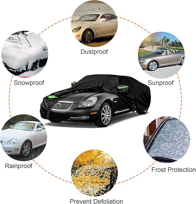 Waterproof Car Covers Replace for 2001-2010 Lexus SC430, 6 Layers All Weather Custom-fit Car Cover with Zipper Door & Windproof Bands for Snow Rain Dust Hail Protection (SC)