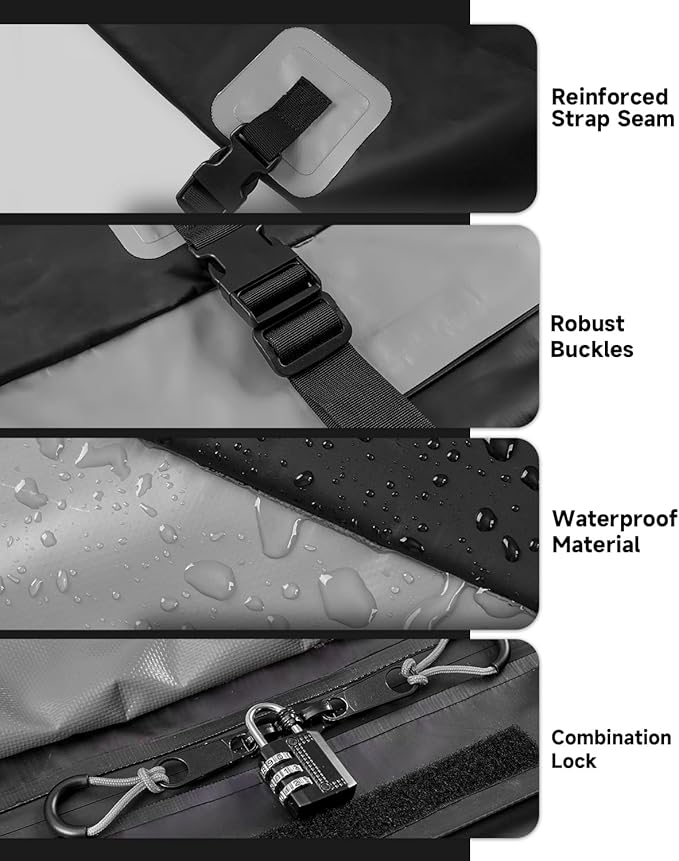 Car Rooftop Cargo Carrier Bag 30 Cubic Feet, Soft-Shell Luggage Cargo Bag Waterproof Bag, Include 2 Reinforced Straps, 6 Door Hooks, Anti-Slip Mat, Luggage Lock