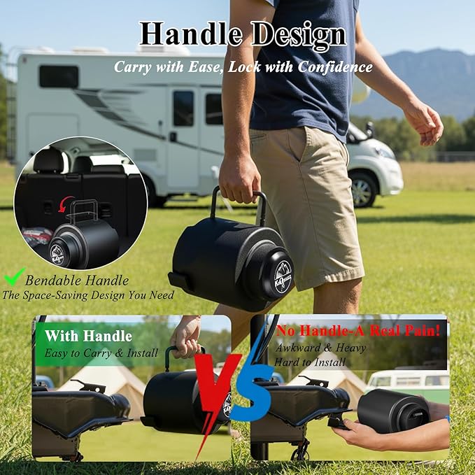 Trailer Lock, Heavy Duty Tongue Locks Fits 2 5/16-Inch Couplers, Anti-Theft, Anti-Smashing, Secures Safety Chains,Steel Tow Hitch Lock with Handle for RV, Trailer, Boat (Balck with Handle)