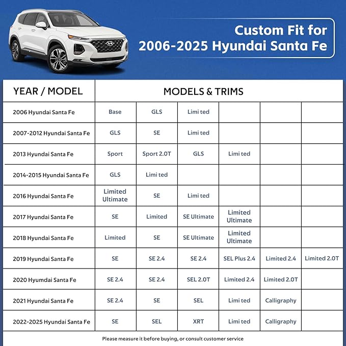 10 Layers SUV Car Cover Custom Fit for Hyundai Santa Fe (2006-2024) Waterproof All Weather for Automobiles, Outdoor Full Cover Rain Sun UV Protection.Silver