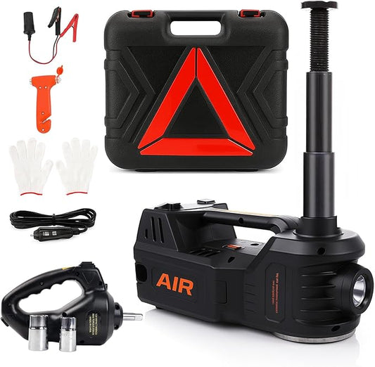 STANDTALL Electric Car Jack Kit 5 Ton 12V Hydraulic Floor Jack with Impact Wrench and Tire Inflator Pump Lift Jack with LED Light for SUV Sedan Truck Road Emergency Tire Change