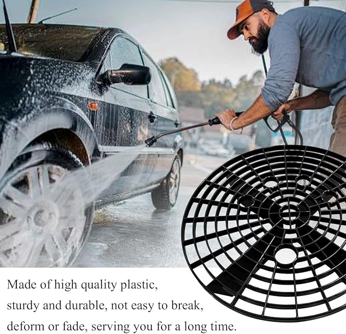 2 PCS Car Wash Bucket Insert, Plastic Wash Bucket Insert Removes Dirt Debris for Car Detailing Cleaning, Auto Detail Trap Fits 12 Inch Diameter or 3-5 Gallon Bucket (Black)
