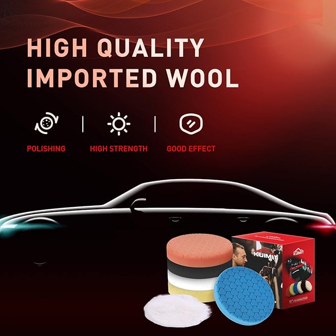 5" Buffing Polishing Pads, 6Pcs 5.6inch 125mm for 5 Inch Backing Plate, Compound Buffing Sponge Pads and Woolen Pads Cutting Polishing Pad Kit for Car Buffer Polisher (Honeycomb Structure)