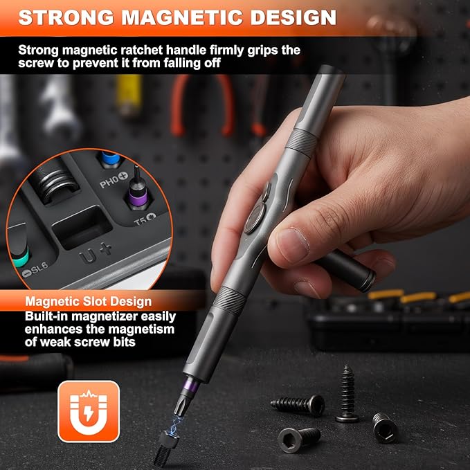 42-in-1 Magnetic Ratchet Screwdriver Set, Professional T-Handle Multi Bit Tool Kit with S2 Steel Bits, Portable Repair Set with Compact Case for Gifts, Electronics, Furniture & DIY