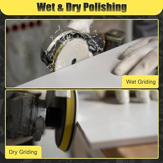 4 in Diamond Polishing Pads Set, 12 Pcs Durable Wet/Dry Polishing Pads, Marble Granite Concrete Polishing Kit with 5/8''-11 Backer Pad, 50-6000 Grit, Polisher, Grinder, Drill Use
