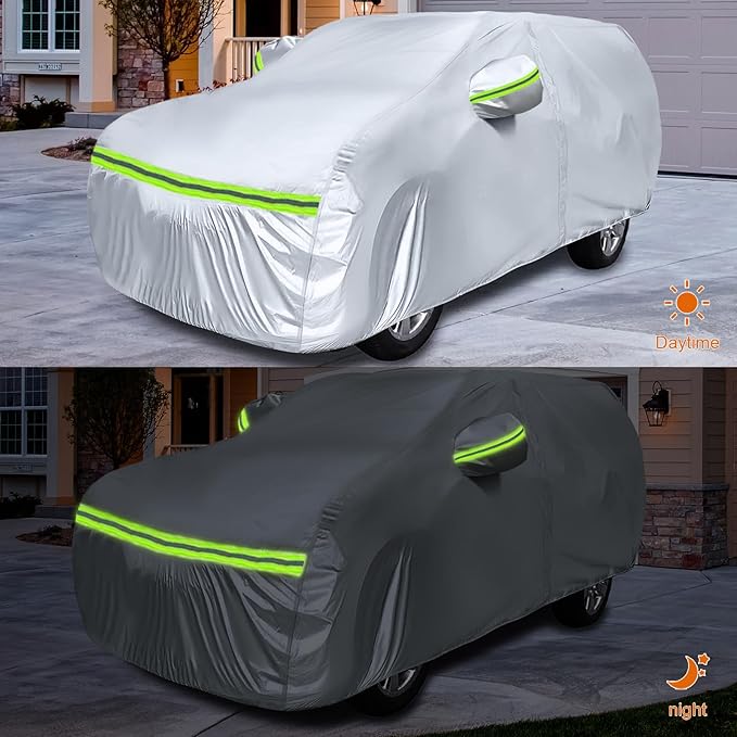 Waterproof Car Covers Replace for 2006-2025 Mercedes Benz GL/GLS Class 450, 450d, 6 Layers Silver All Weather Car Cover with Zipper Door & Windproof Bands for Snow Rain Dust Hail Protection