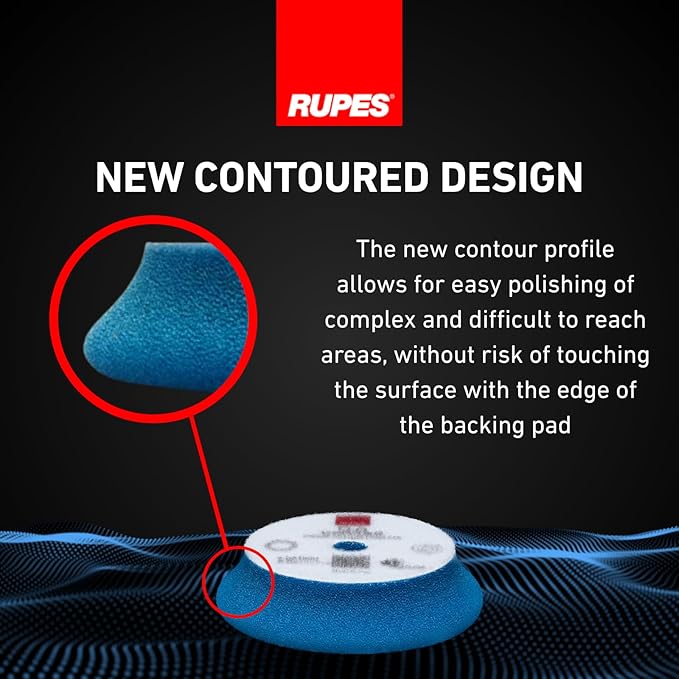 RUPES 9.DA100H Pack of 12 Blue D-A Coarse Cutting Foam Pads 100mm | Compatible with 4" Backing Plate | Ideal for Paint Correction | Mild to Severe Defect Removal