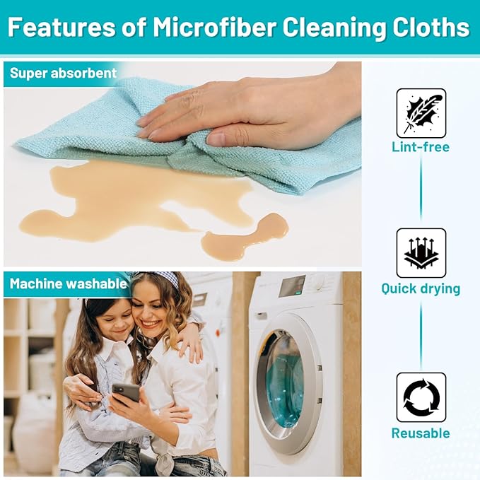 85 Pack Tear Away Microfiber Towels Roll, 10" x 10" Value Pack Reusable Cleaning Towels Absorbent Rags Fast Drying Dishcloths Lint Free Cleaning Wipes for Kitchen House Car