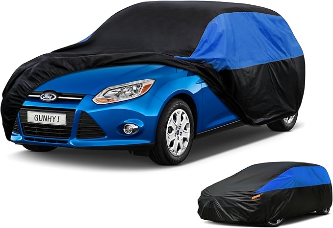 Ford Car Cover Custom Fit Ford Focus Hatchback Waterproof All Weather, Lightweight Full Exterior Cover for Automobiles Outdoor Sun UV Rain Dust Snow Wind Protection.