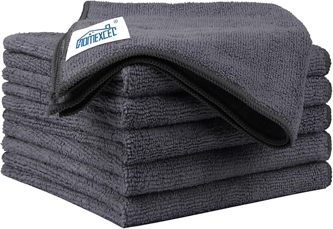 HOMEXCEL Grey Microfiber Cleaning Cloth 6 Pack, 12.5 x 12.5 inch Microfiber Towels for Cars, Ultra Absorbent Car Washing Cloth, Lint Free Streak Free Cleaning Rags for Car, Kitchen, and Window