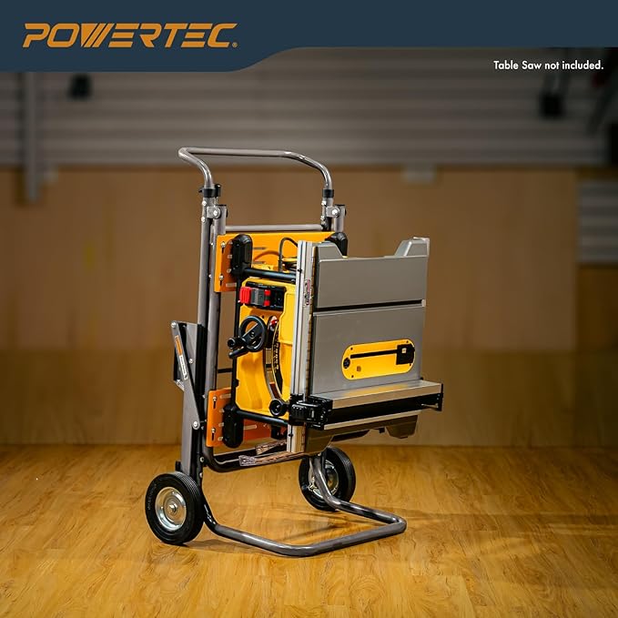 POWERTEC Table Saw Stand with 8-Inch Jobsite Wheels, Upright Folding Design, 330Lbs Load Capacity, Multiple Adjustable Mounting Options (MT4009V)