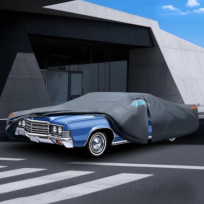 2026 Upgrade Car Cover Waterproof All Weather, Heavy Duty Outdoor Car Cover Universal Fit Sedan Coupe Chevrolet Caprice, Buick Roadmaster/Riviera, Ford Crown Victoria, Cadillac DTS etc.
