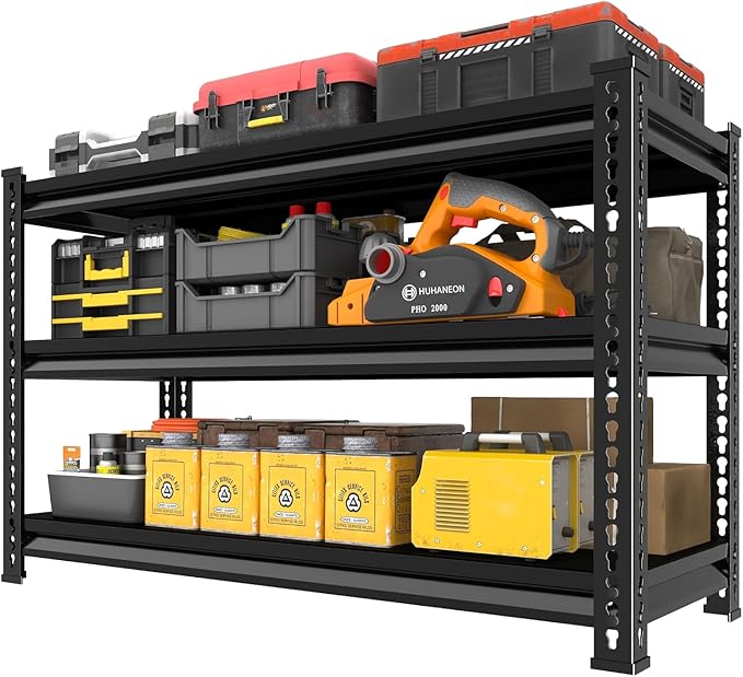 Garage Shelving for Storage and Organizer - 48''W 1,410Lbs Heavy Duty Metal Utility Shelves - Adjustable Freestanding Rack Units for kitchen Pantry Basement - 3 Tier Black 48"W x 16"D x 39"H