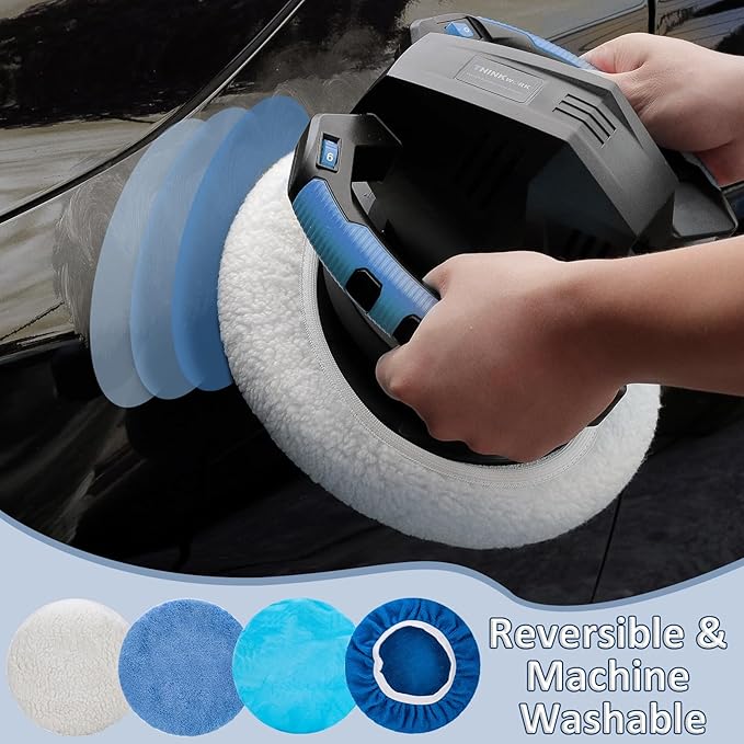 THINKWORK 20 Pcs Car Polishing Pad, Buffing Pad for 10 Inch Car Polisher, Microfiber Wax Applicator Pad for Car, Microfiber, Wool, Coral Fleece, Nonwoven Fabric